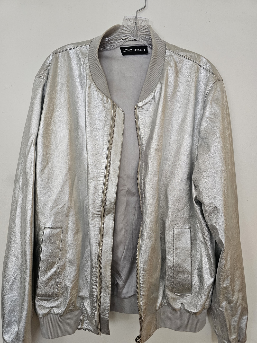 Silver Metallic Bomber Jacket - Women